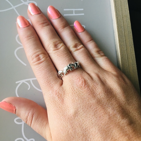 Elephant Band Ethnic Crafted Silver Ring - Picture 3 of 6